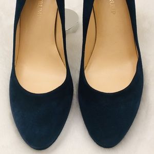 Ivanka Trump Dark Blue Leather Suede Pump Heels